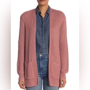 Madewell Nolan Ribbed Open Cardigan Dusty Mauve Pink